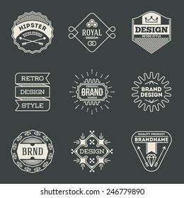 Retro design insignias logotypes set 9. Vector vintage elements.