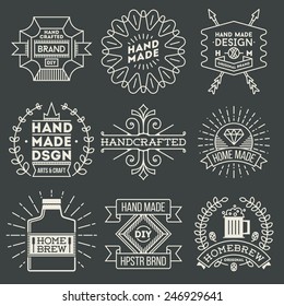 Retro design insignias logotypes set 11. Vector vintage elements.