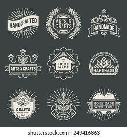 Retro design insignias logotypes set 12. Vector vintage elements.