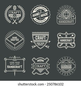 Retro design insignias logotypes set 15. Vector vintage elements.