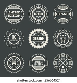 Retro design insignias logotypes set 17. Vector vintage elements.