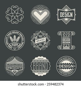 Retro design insignias logotypes set 18. Vector vintage elements.