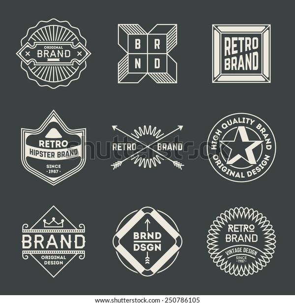 Retro Design Insignias Logotypes Set 14 Stock Vector (Royalty Free ...