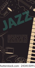 retro design for jazz festival flier or poster. vector template with copy space