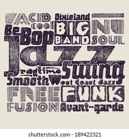 Retro design "Jazz music". typography vector illustration.