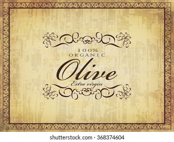 Retro design label olive