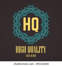 Retro Design Luxury Insignias Logotypes Template Set. Line Art Vector Vintage Style Victorian Swash Elements. Elegant Geometric Shiny Floral Frames.