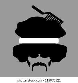 retro design of man with afro and comb