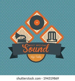 Retro design over blue background, vector illustration