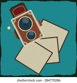 Retro design over blue background, vector illustration.