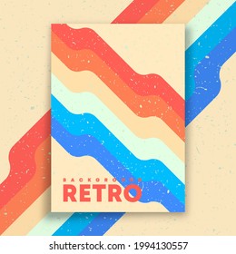 Retro design poster with vintage grunge texture and colored lines. Vector illustration.