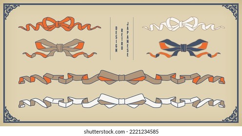 A retro design ribbon set.It is vector data that is easy to edit.