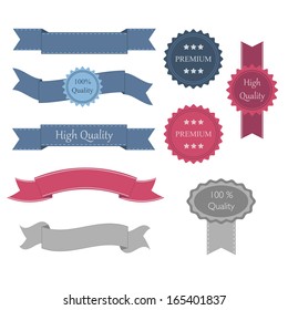 Retro design ribbons and labels. Vector illustration