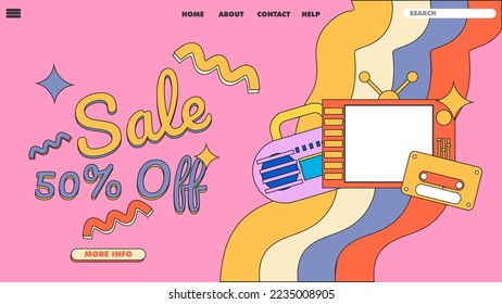 Retro design sale landing page banner design