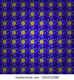 Retro design. Seamless floral pattern, delicate flower vector wallpaper, wildflowers, tansy. Abstract flowers pattern in pink, blue and yellow colors.