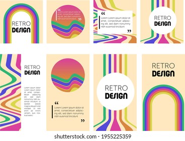 Retro design social post template set, background for social media