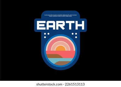 Retro design space and earth nasa style vector logo element, suitable for printing and sticker 