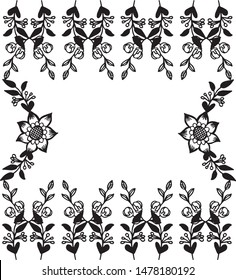 Retro design in style frame leaves and flower, for pattern of wallpaper card. Vector