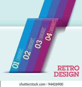 Retro Design template -blue to pink cutout lines / graphic or website layout vector - Suitable for infographics