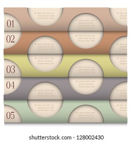Retro Design template with circles for infographics. Vector paper numbered banners