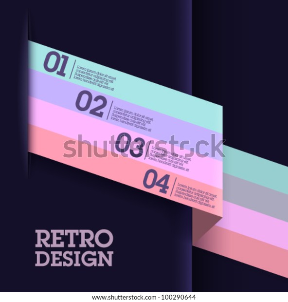 Retro Design Template Colorful Cutout Lines Stock Vector Royalty