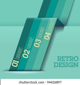 Retro Design template - greenish blue cutout lines / graphic or website layout vector - Suitable for infographics