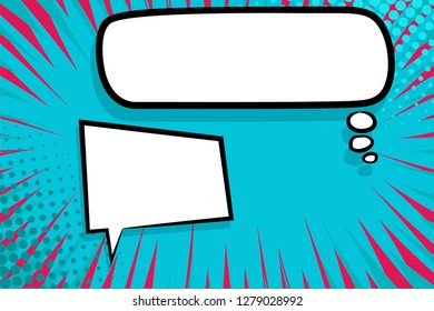 Retro design template. Isolated vector colored illustration. Comic text dialog box cloud. Speech bubble tag. Vector template, blank. Information message. Empty white background. Outline style.