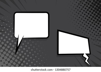 Retro design template. Isolated vector colored illustration. Comic text dialog box cloud. Speech bubble tag. Vector template, blank. Information message. Empty white background. Outline style.