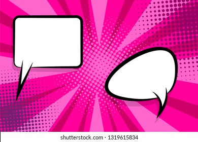 Retro design template. Isolated vector colored illustration. Comic text dialog box cloud. Speech bubble tag. Vector template, blank. Information message. Empty white background. Outline style.