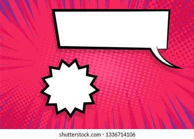 Retro design template. Isolated vector illustration. Comic text dialog box cloud. Speech bubble tag. Vector pink template, blank. Information message. Empty white background. Outline style.