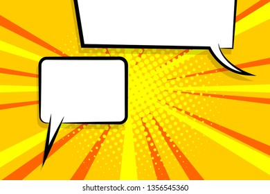 Retro design template. Isolated vector colored illustration. Comic text dialog box cloud. Speech bubble tag. Vector template, blank. Information message. Empty white background. Outline style.
