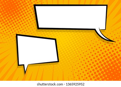 Retro design template. Isolated vector colored illustration. Comic text dialog box cloud. Speech bubble tag. Vector template, blank. Information message. Empty white background. Outline style.