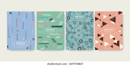 Retro design templates for a4 covers, banners, flyers and posters with abstract shapes, 80s memphis geometric flat style. 