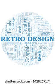 Retro Design word cloud. Wordcloud made with text only.