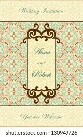 Retro designed wedding invitation, Seamless background