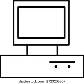 Icono de línea de computadora de escritorio retro.