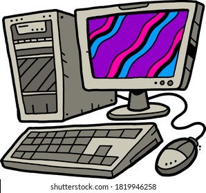 Retro Desktop Computer Setup Monitor Pc Stock Vector (Royalty Free ...