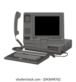The retro desktop white computer with monitor, keyboard and mouse on the white background in EPS10