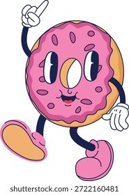 Ilustración de dibujos animados de postre retro. Carácter de Vector en estilo Antiguas
