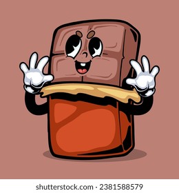 Retro dessert character. Cute cartoon mascot sweets, smile walking sweet food