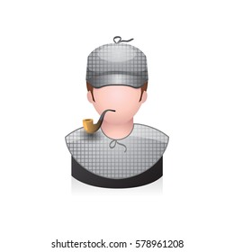 Retro detective avatar icon in colors.
