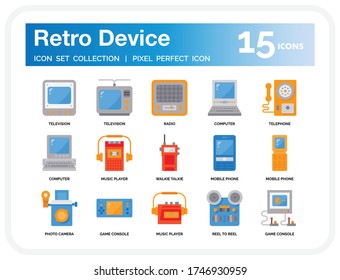 Retro Device Icons Set. UI Pixel Perfect Well-crafted Vector Thin Line Icons. The illustrations are a vector.