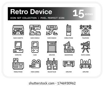Retro Device Icons Set. UI Pixel Perfect Well-crafted Vector Thin Line Icons. The illustrations are a vector.