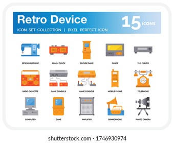 Retro Device Icons Set. UI Pixel Perfect Well-crafted Vector Thin Line Icons. The illustrations are a vector.