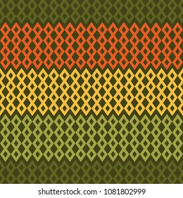 Retro Diamond Chevron Seamless Pattern - Geometric diamond shapes and chevron seamless pattern in vintage colors of orange, yellow, and green inspired by 1970s
