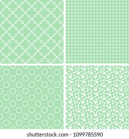 Retro different seamless patterns. Vector illustration for beauty design.