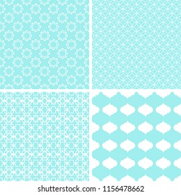 Retro different seamless patterns. Vector baby background.