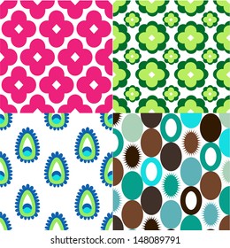 Retro different vector seamless patterns (tiling). Endless texture can be used for wallpaper, pattern fills, web page background,surface textures. Set of monochrome geometric ornaments.