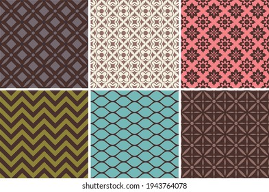 Retro different vector seamless patterns for background decoration