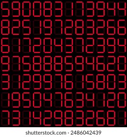 Pantalla digital retro con números aleatorios, fondo transparente